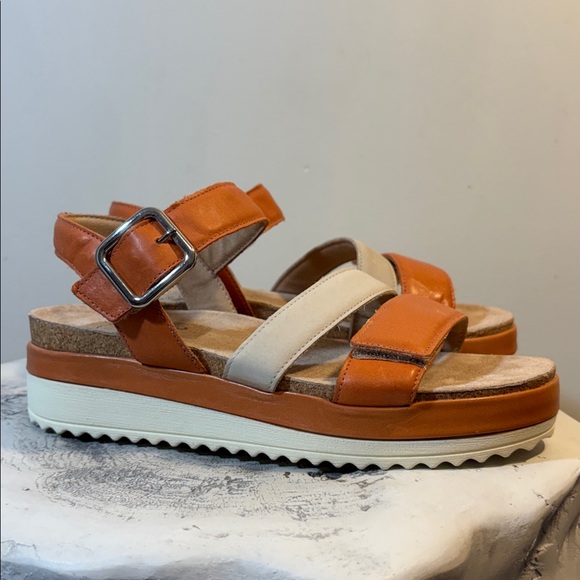 Cork and Leather Velcro Strap Faux Buckle 2” Platform Comfort Sandals Size 8 - Picture 5 of 12